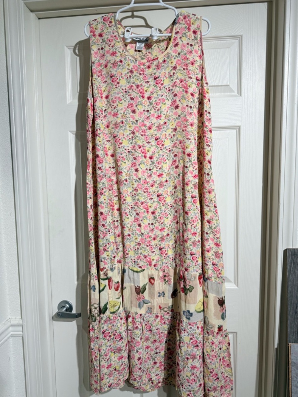Victoria Holley Floral Tiered Rayon Maxi Boho Sundress- Pink and Yellow - Picture 3 of 9